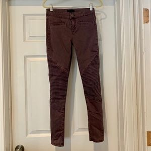 Eggplant Purple Structured Ankle Length Pants